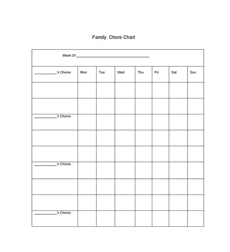 chore chart template kids