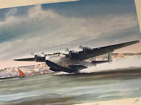 Vintage Pan Am Airlines Flying Boat Boeing B-314 NY to Portugal Print