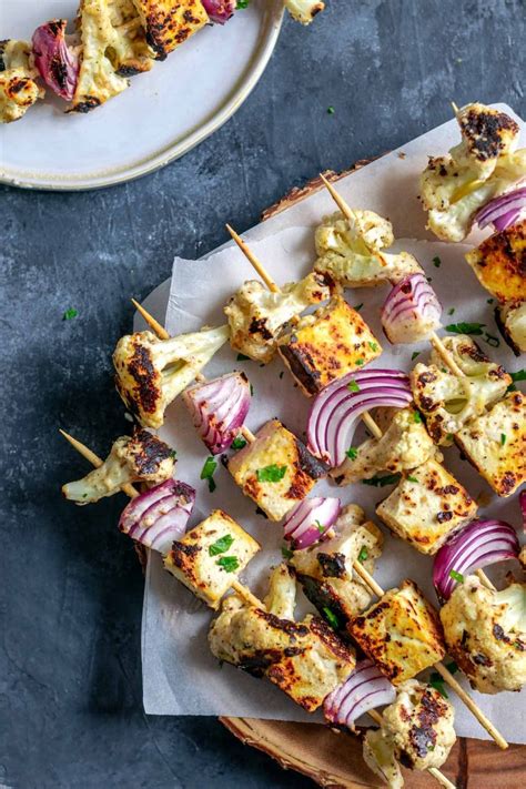 afghan cauliflower  tofu tikka kebab skewers  curious chickpea