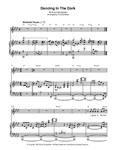 Dancing In The Dark Arr Tunescribers By Bruce Springsteen Sheet Music For Piano And Vocal At