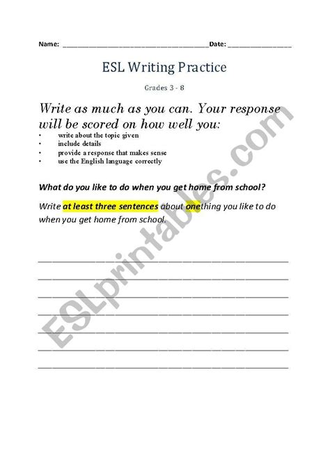 Esl Handwriting Practice Worksheets — Db