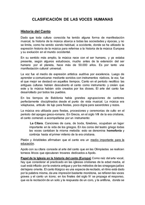 Clasificación De Las Voces Humanas Pdf