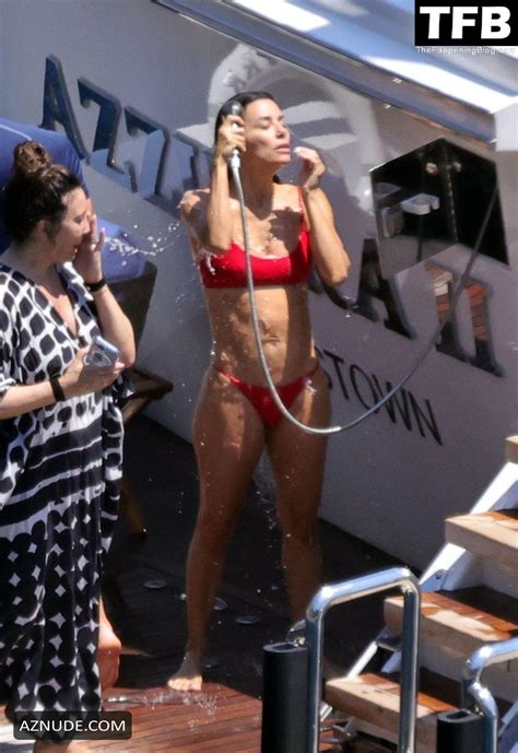Eva Longoria Sexy Seen Showcasing Her Stunning Figure And Ass Crack In A Red Bikini On Holiday