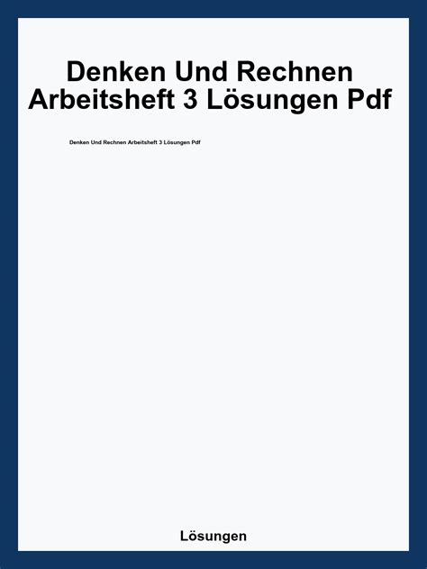 Denken Und Rechnen Zusatzmaterialien Ausgabe 2011 5