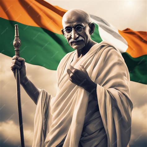 Premium Ai Image Mahatma Gandhi Indian Flag Style Digital Art