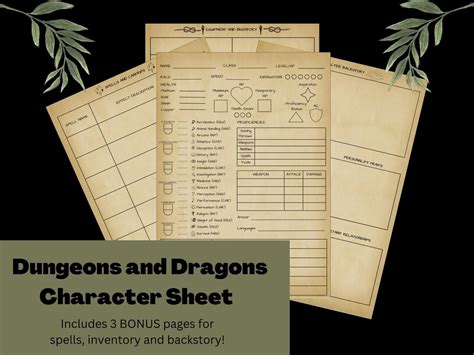 4 Page Digital Dnd Character Sheet printable/fillable PDF - Etsy