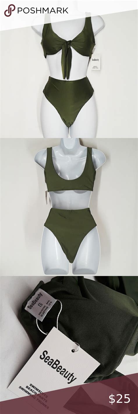 Sea Beauty Olive Green High Waist 2pc Bikini NWT S Bikinis 2pc