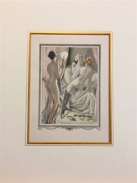 Risqué French Print No 22 Nude Women in bed with Male with Etsy