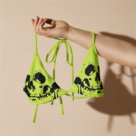 Skull Lime Black String Bikini Top Momento Mori Y K Zombie Apocalypse Grunge Gothic Goth Edgy