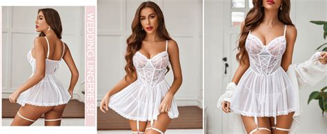 Avidlove Lingerie For Women Sexy Lace Babydoll Mesh Chemise Boudoir Nighty With Garter Belt At