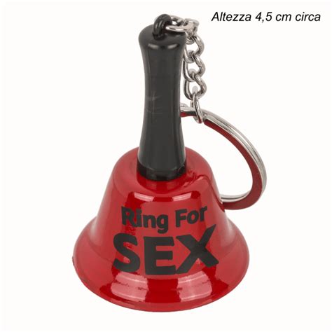 CAMPANELLO ROSSO PORTACHIAVI CON SCRITTA RING FOR SEX CM 4 5 CIRCA GADGET PER ADULTI ADDIO AL