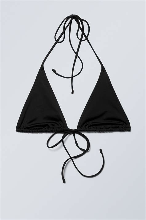 Strappy Triangle Bikini Top Black Weekday Gb