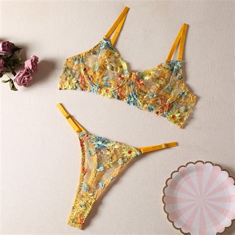 Zzyup 6625ml Sexy Embroidered Floral Lace Bra And Panty Set Russian Models Transparent Lingerie