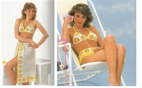 Vintage Crochet Sunflower Bikini And Beach Skirt Pdf Pattern Etsy