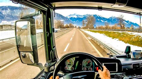 Pov Truck Driving Man Tgx Beautiful Italian Alps Bolzano