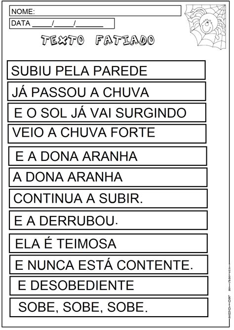 Textos Fatiados - Textos Fatiados Para Imprimir - ZULEDU