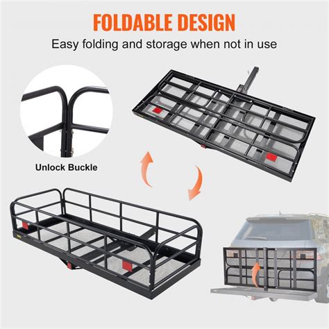 Vevor Hitch Cargo Carrier 60 X 24 X 14 In Folding Trailer Hitch Mounted Steel Cargo Basket