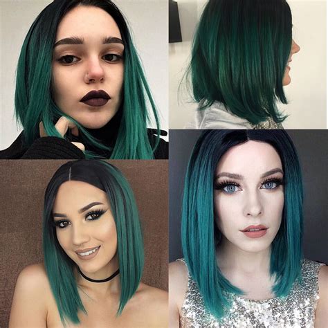 Xuanguang grøn farve syntetisk hår blonde parykker Grandado