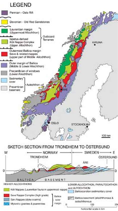 Tectonostratigraphic Map Of The Scandinavian Caledonides And Sketch