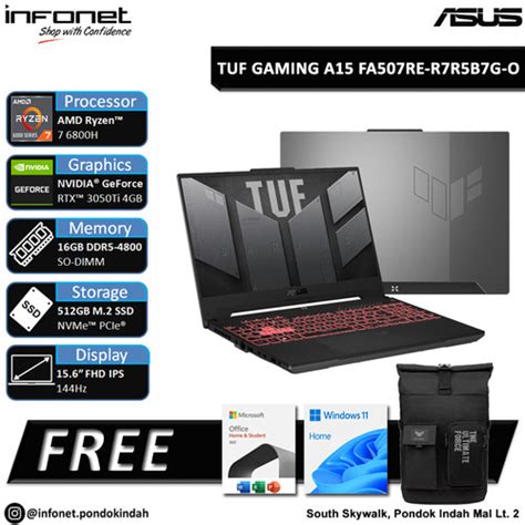 Jual Asus Tuf Gaming A15 Fa507re R7r5b7g O R7 6800h 16gb 512gb Rtx3050ti Jakarta Selatan