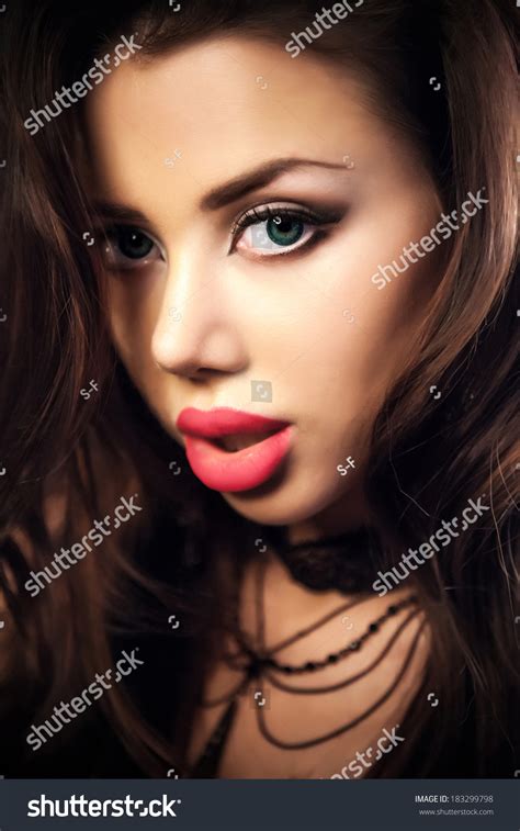 Sensual Brunette Woman Posing Looking Cameralong Stock Photo Shutterstock