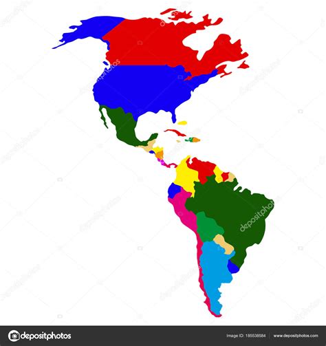 Vectores Mapa America En Mapa Político De América — Vector De Stock © Laudiseno 185538584