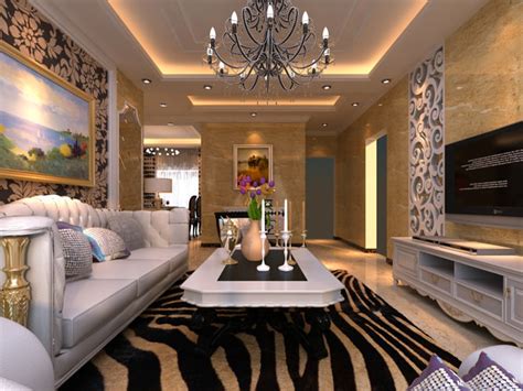 3d Model Modern Living Hall Interior With Tuxedo