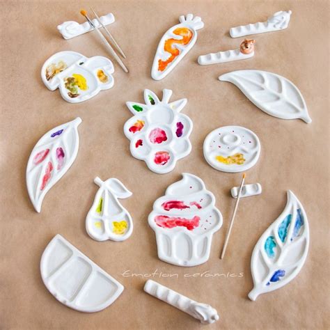 Палитра керамическая "Лист" для гуаши, акварели, акрила. Ручная работа ...