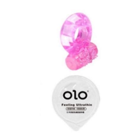 Original Olo Ring Vibrator And Condom Set Ultra Thin Natural Latex Rubber Condom Vibrator Sex