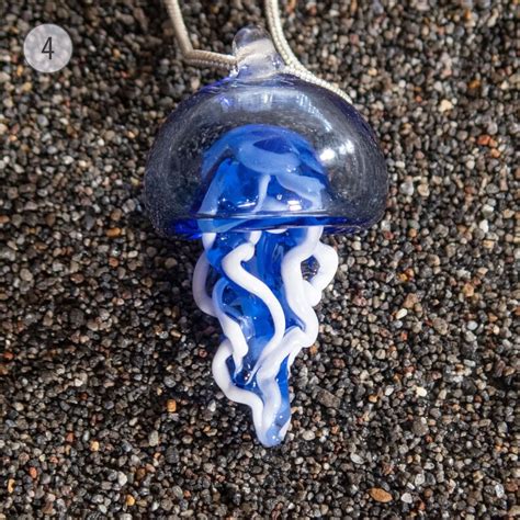 Hand Blown Glass Jellyfish Necklace Sea Life Glass Art Etsy