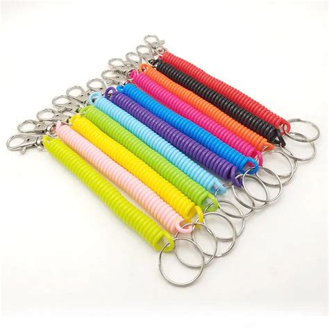 Plastic Stretchy Elastic Retractable Keychain Wrist Spring Coil Spiral