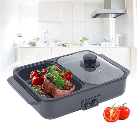 Miumaeov In Portable Electric Hot Pot Barbecue Grill Non Stick Teppanyaki Pan Gear