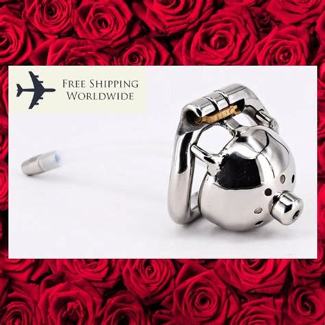 Stainless Steel Small Chastity Belt Sex Toy Adult Penis Ring Urethral Catheter Device Penis Lock