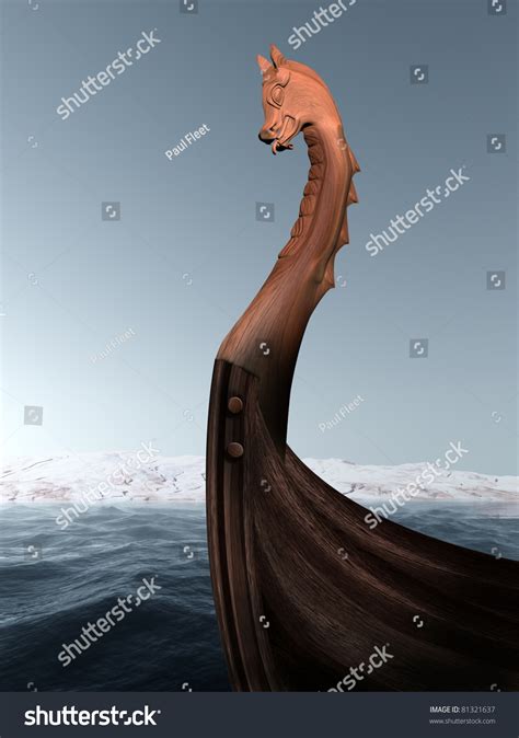 Illustration Of An Ancient Wooden Figurehead On A Viking Longboat 81321637 Shutterstock