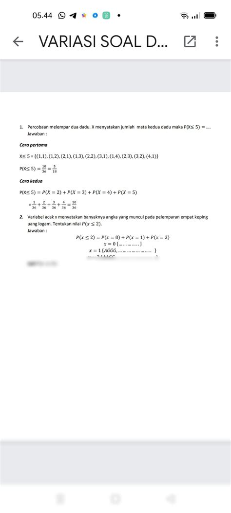 Solution Matematika Distribusi Peluang Studypool