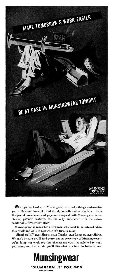 Munsingwear Underwear Adverts 1942 1946 For Men Who Do Things