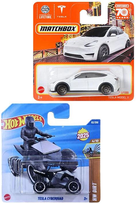 2 Araç Tesla Set Hot Wheels Tesla Cyberquad Matchbox Tesla Model Y 1 64 Fiyatları ve