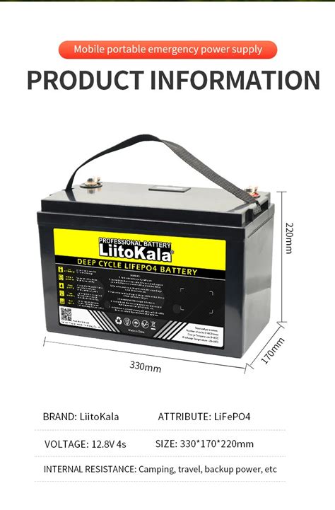 Литий-железо-фосфатные батареи LiitoKala 12 В/12,8 В 310 Ач 280 Ач 120 ...