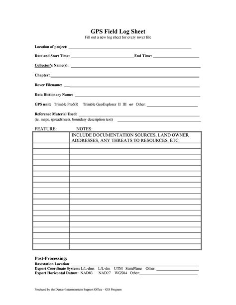 Free Printable Blank Log Sheet Templates