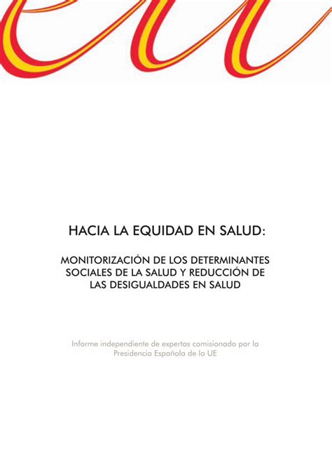 Pdf Hacia La Equidad En Salud Mscbs Gob Es La Equidad En Salud