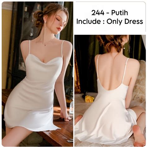 Jual Sexy Lingerie Satin Baju Tidur Sexy Lingerie Wanita Lingerie Dress Satin Baju Sexy Wanita