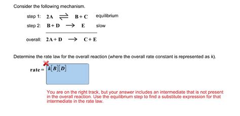 Solved Consider the following mechanism step 1 2A step 2: | Chegg.com