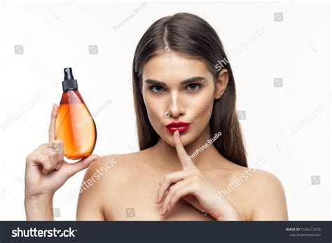 Beautiful Brunette Naked Shoulders Bright Makeup Stock Photo Edit Now