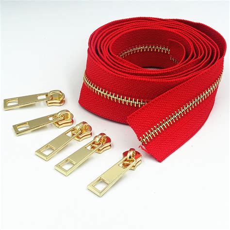 Red Color 5 High End Handbags Zippers Brass Metal Zipper China