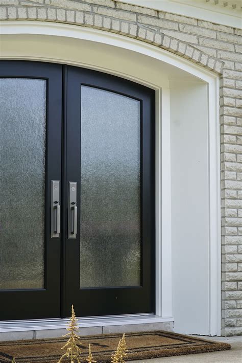 Solid Cherry Arched French Doors With Rain Glass Panels B Nickell Woodworking