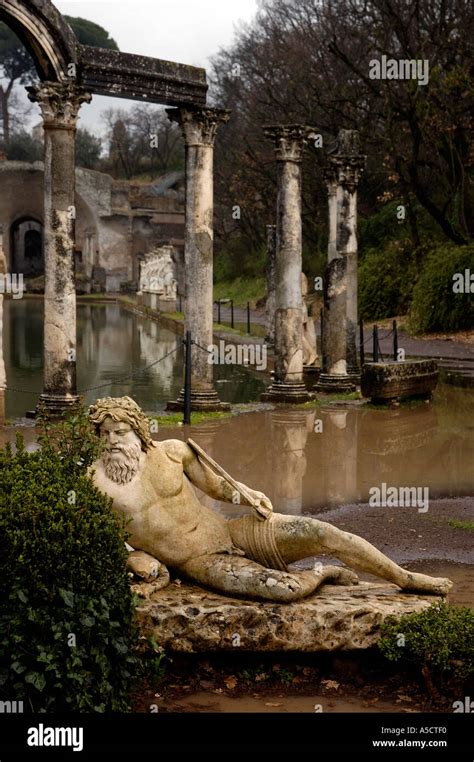 Tiber Roman Nude Male Reclining Statue At Canopo Canopus Villa Adriana Tivoli Rome Roma Italy