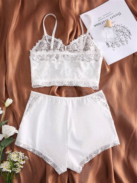 Shein Contrast Lace Lingerie Set Shein Eur