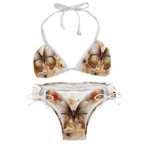 Butterfly Fission Diagram Detachable Sponge Adjustable Strap Bikini Set Two Pack For Versatile