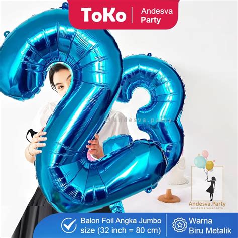 Jual Balon Angka Jumbo Biru 80 Cm Balon Foil Angka Balon Nomor Warna