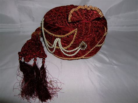 Maroon & Gold Indian Groom Turban - 24"